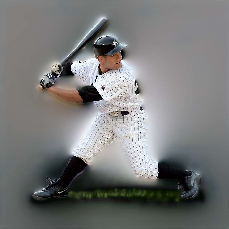 Baseball player swinging bat in pinstripe uniform — Baseball Player Picture