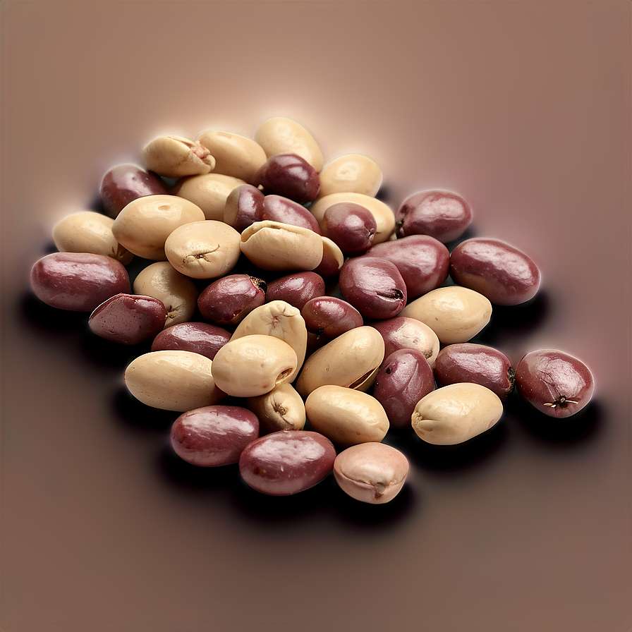 Pile of red and beige beans on a brown surface with soft lighting. — Bean PNG