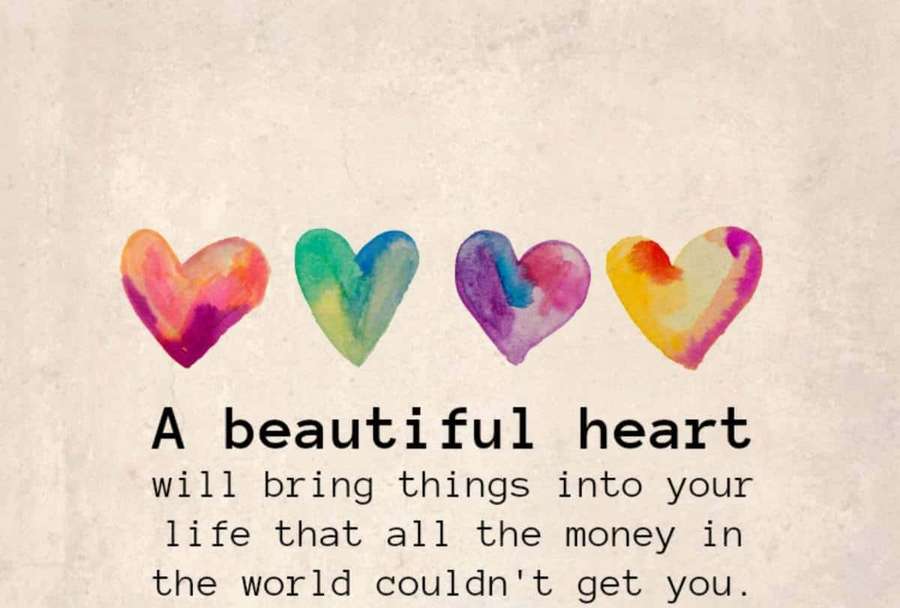 Four painted hearts with motivational quote about beautiful heart value. — Beauty Quotes Wallpaper
