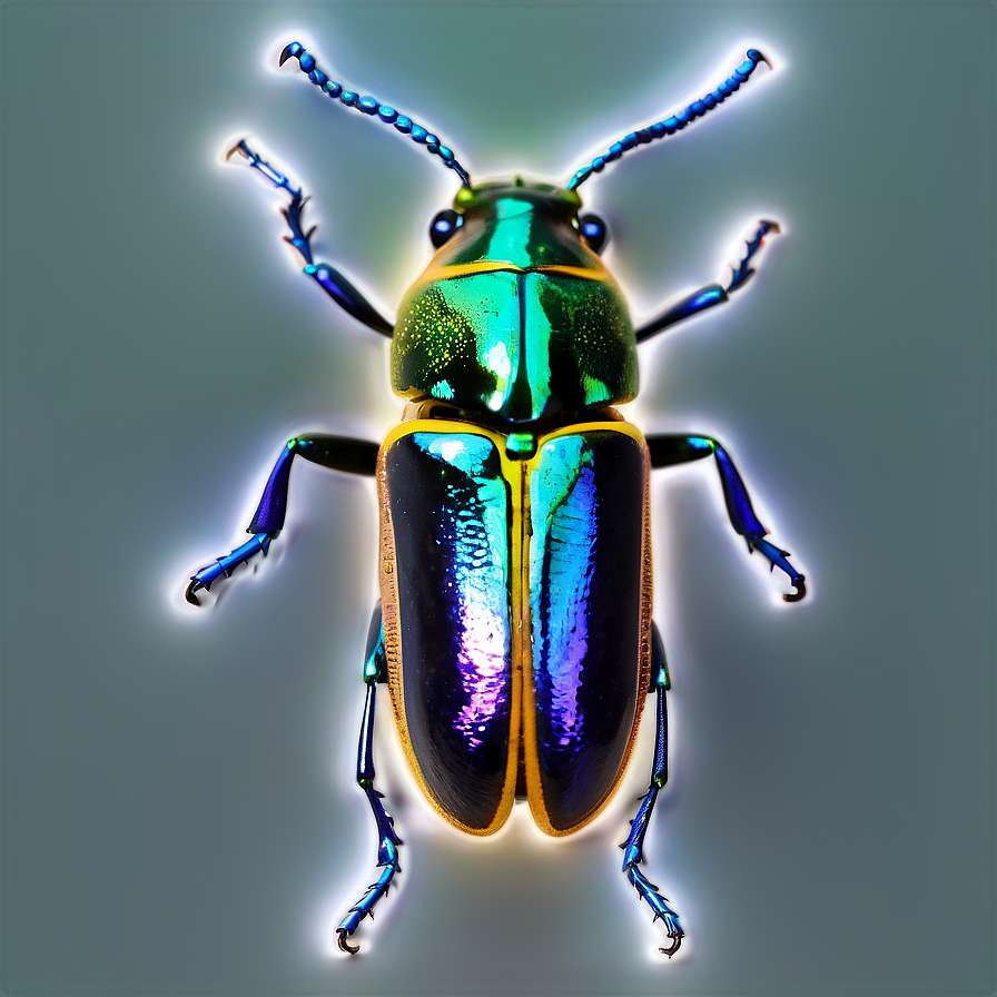 A glowing iridescent beetle with metallic blue green and purple hues. — Beetles PNG