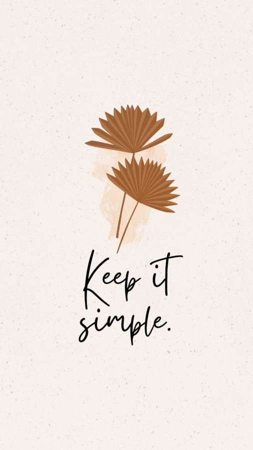 Zwei braune Palmenillustrationen über dem Satz 'Keep it simple' auf strukturiertem cremefarbenem Hintergrund. — Behalte Bilder Hintergrund Wallpaper