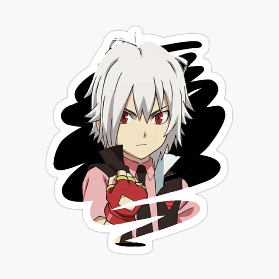 Anime character with white hair and red eyes holding a red glove. — Beyblade Burst Phi Wallpaper