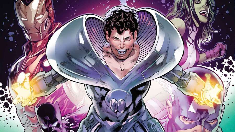 Superheroes in comic book style with glowing fists and cosmic background. — Beyonder Wallpaper