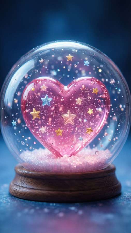 Fantasy heart in a glass dome with sparkles and stars, magical wallpaper. — Bichota Heart Wallpaper