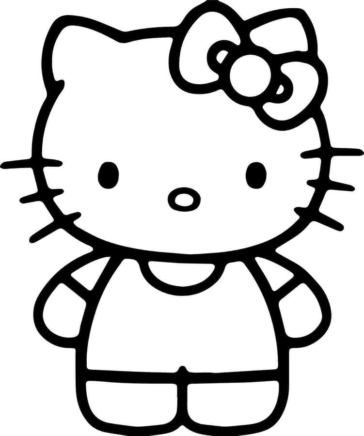 Hello Kitty Cartoonfigur im schwarz-weißen Strichzeichnungsstil. — Bilder Ausmalen Bilder