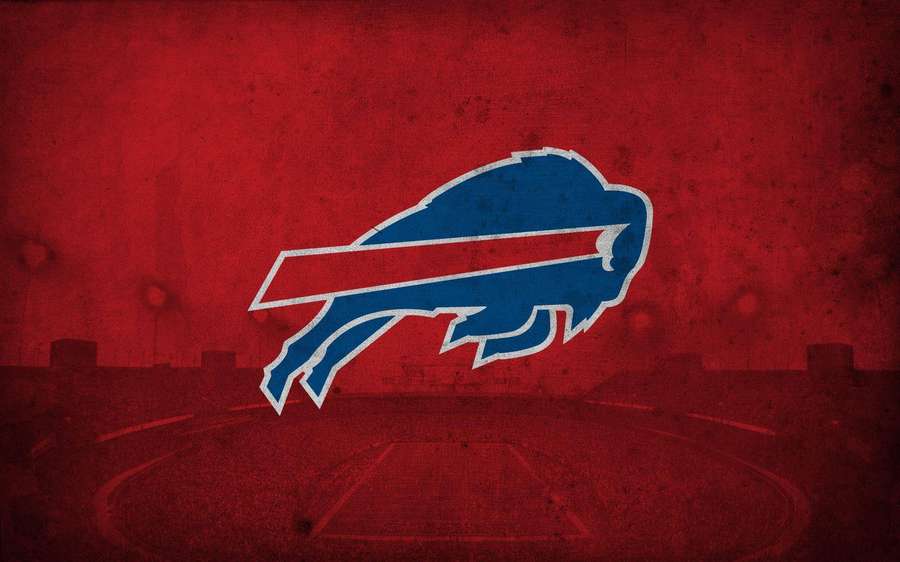 Buffalo Bills logo on a red textured stadium background — Bills Background