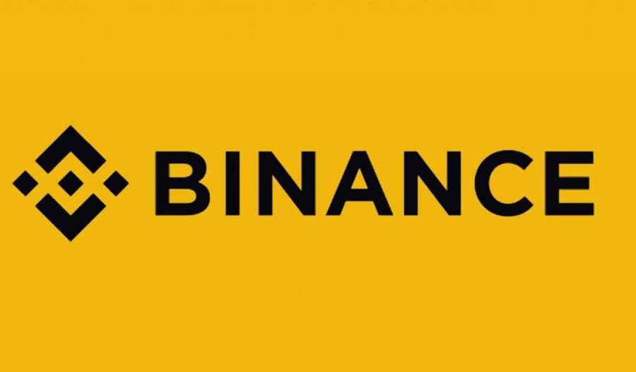 Binance Kryptowährungsbörsen-Logo auf gelbem Hintergrund — Binance Bilder