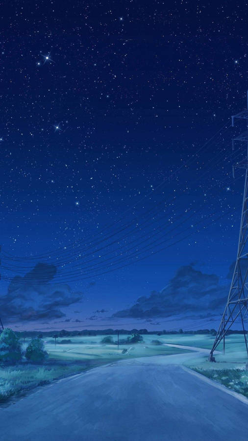 Blå Anime Estetisk Wallpaper