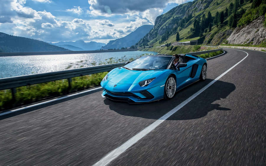 Blå Lamborghini Aventador Wallpaper