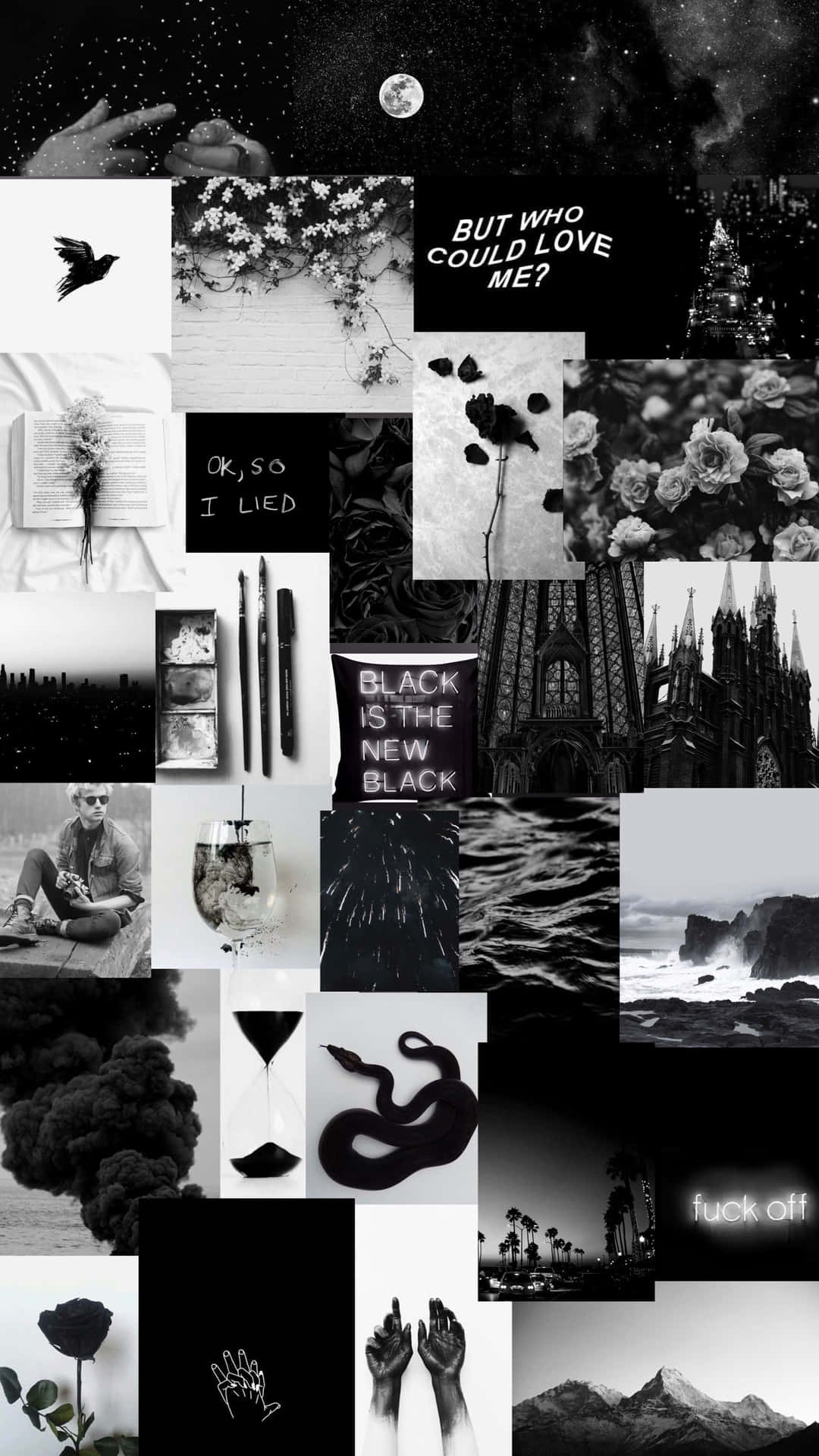 Black And White Collage Background Wallpaper