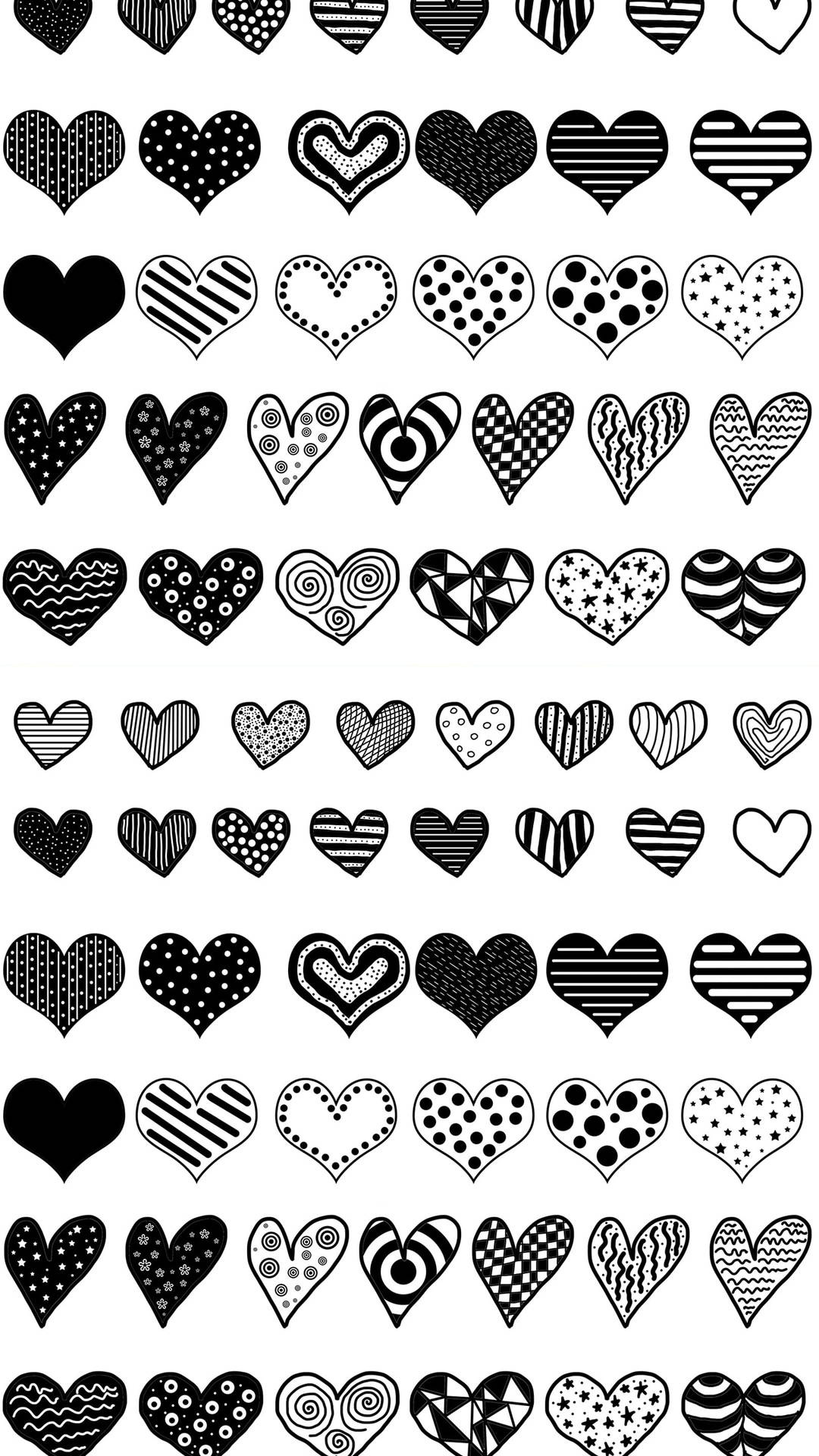 black and white hearts background