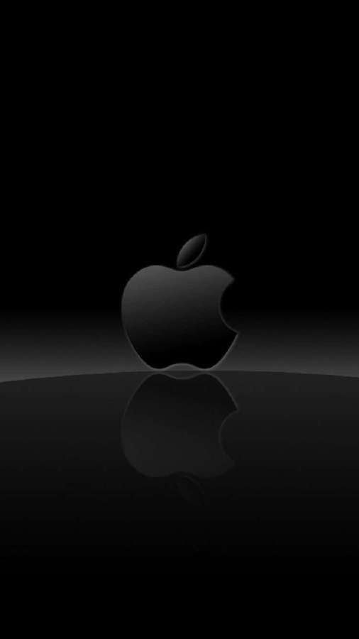 Black Apple logo with reflection on a glossy surface. — Black Apple Logo Background