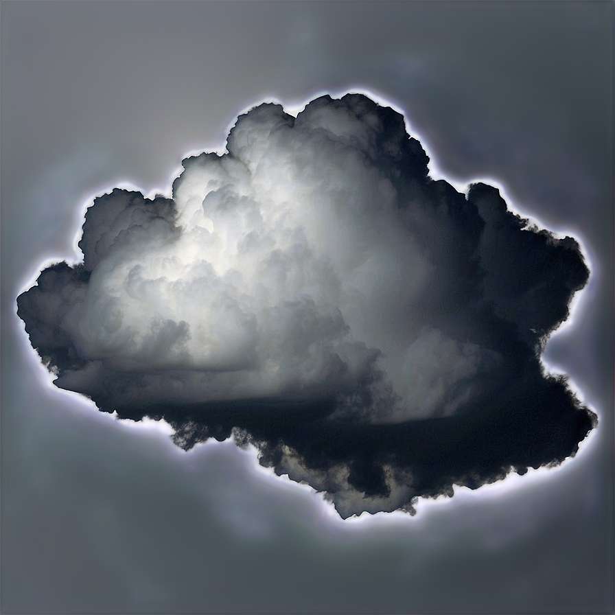 A dark storm cloud glowing with a bright halo around its edges. — Black Clouds PNG