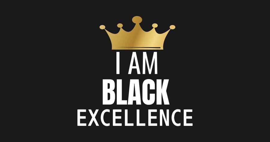 Golden crown above bold white text stating 'I AM BLACK EXCELLENCE' on black background. — Black Excellence Wallpaper