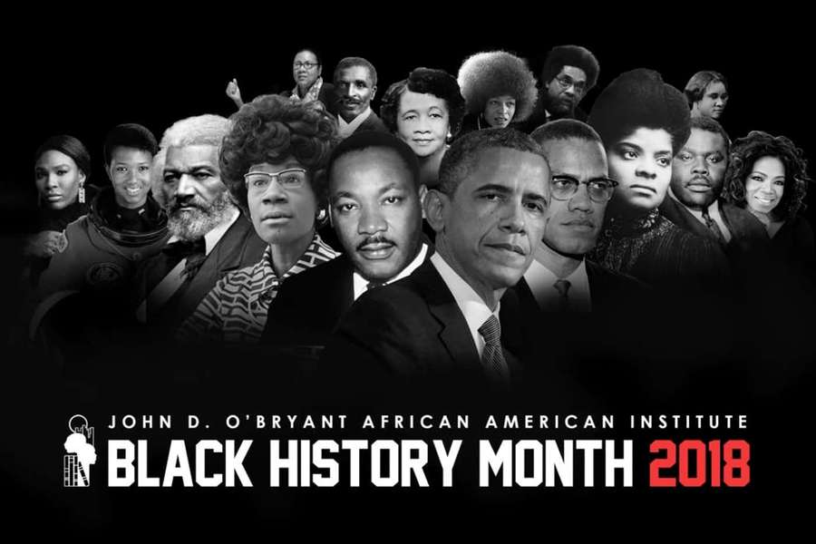 Black History Month 2018 collage featuring iconic African American leaders and figures. — Black History Month Background