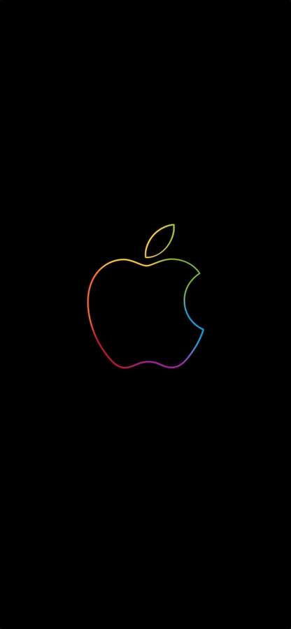 Rainbow Apple logo on black background — Black iPhone Xr Wallpaper