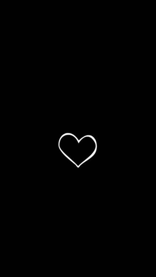 A white outlined heart on a black background. — Black Lover Wallpaper