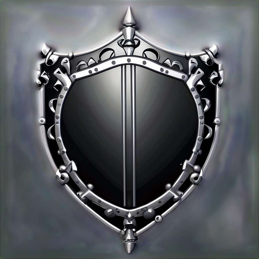 A decorative silver shield with black center and intricate metalwork. — Black Shield Wallpaper