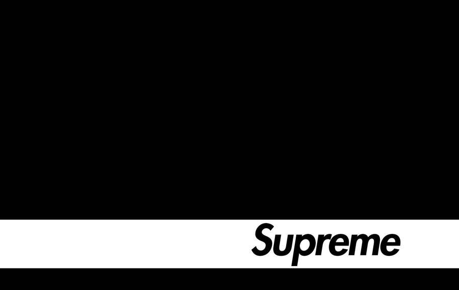 Black background with white stripe and Supreme logo — Black Supreme Wallpaper