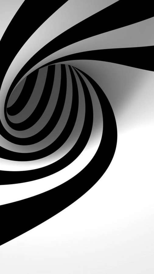 Black and white abstract spiral pattern creating a tunnel illusion. — Black White iPhone Background