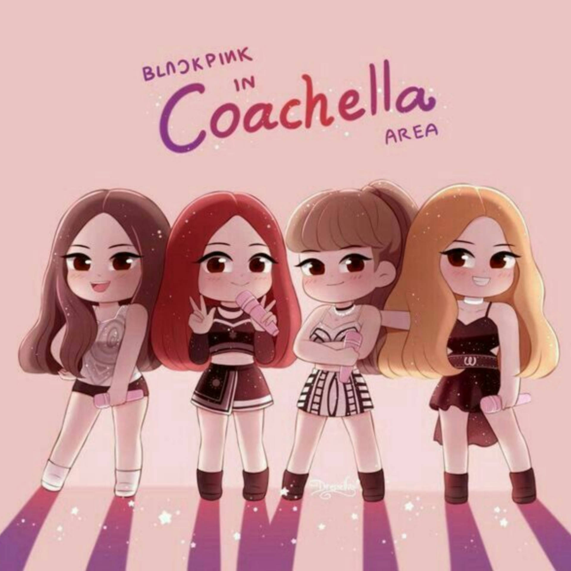 Blackpink Cartoon Taustakuva