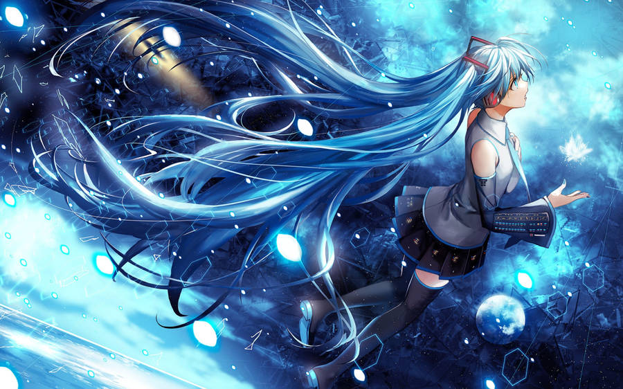 Blauer Anime Ästhetischer Hintergrundbilder