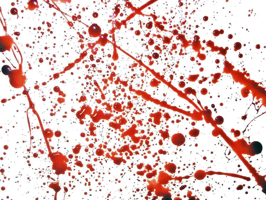 Red paint splatters on white background — Blood Splatter Background