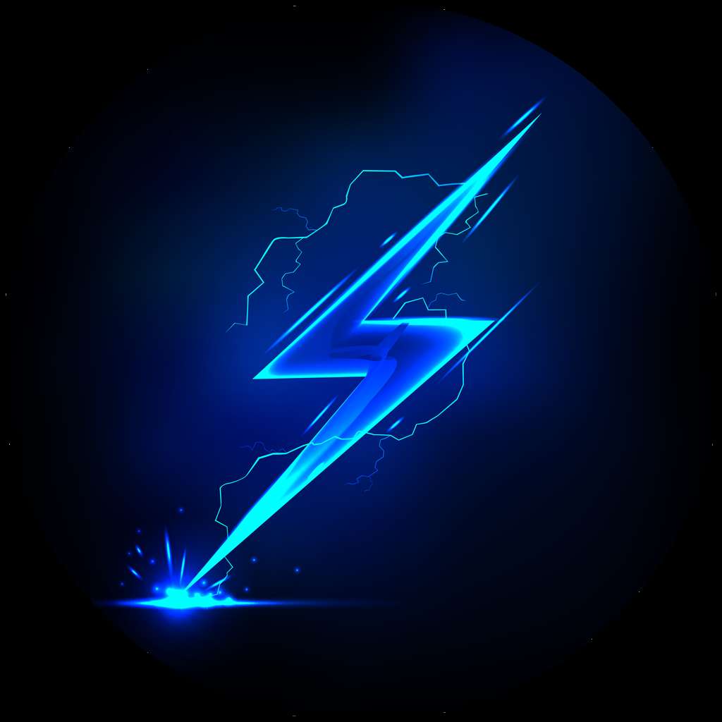 A glowing blue lightning bolt with energy trails against a dark background. — Blue Lightning PNG