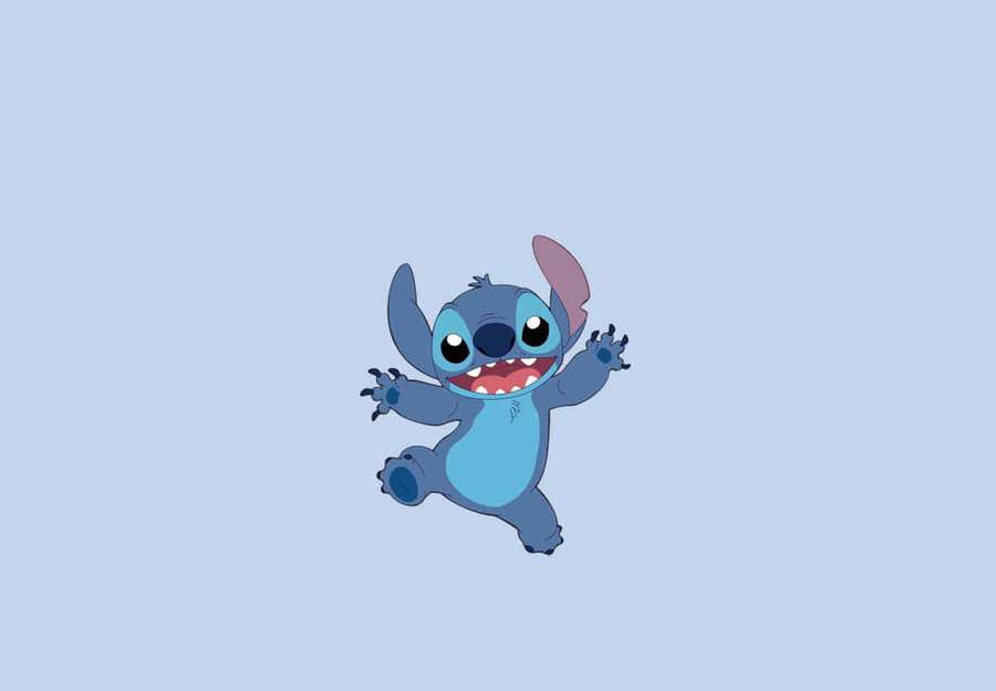 Ein blauer Cartoon-Außerirdischer mit großen Augen und einem breiten Lächeln, der in hellblauem Raum schwebt. — Blue Pfp Wallpaper