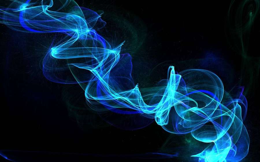 Dynamic blue energy tendrils swirling in a dark cosmic void. — Blue Smoke Background