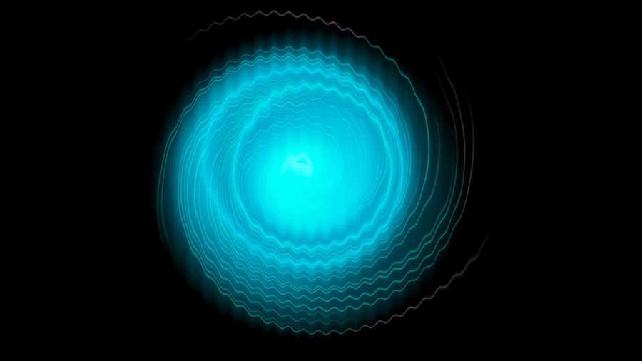 Cyan glowing spiral vortex against black background — Blue Swirl Background