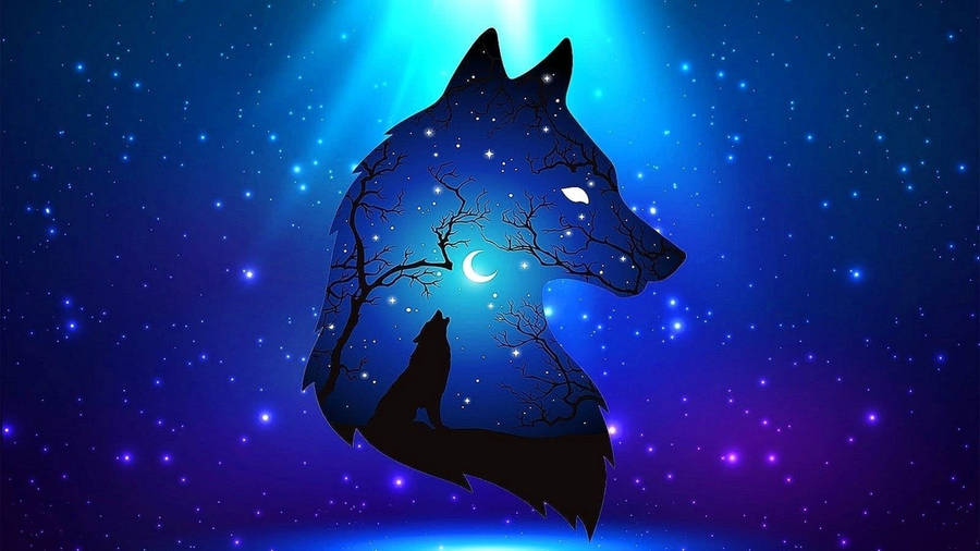 Blue Wolf Background Wallpaper
