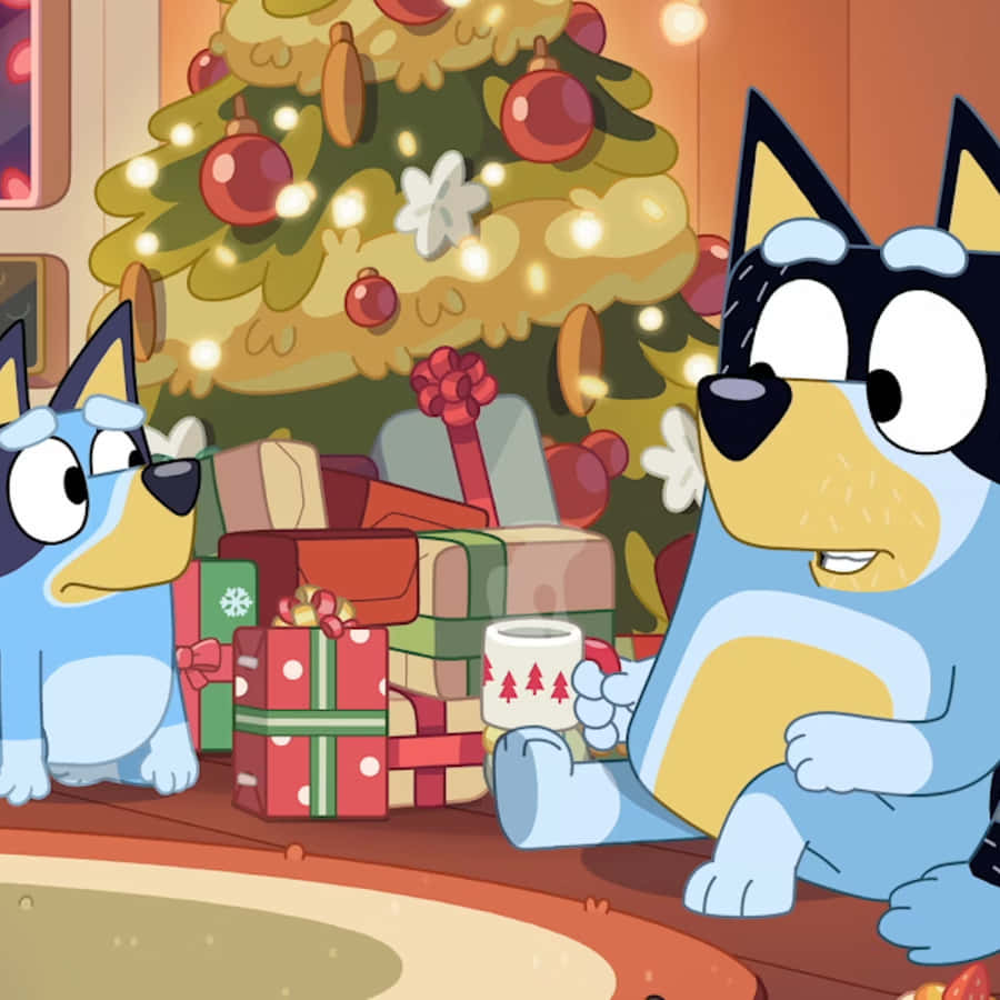 Bluey Kerstmis Achtergrond