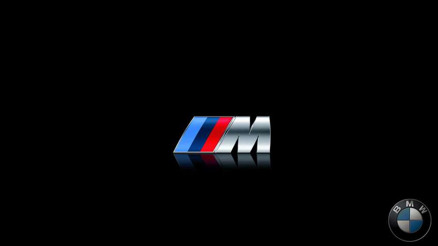BMW M logo with blue red and silver stripes on black background — Bmw Logo Background