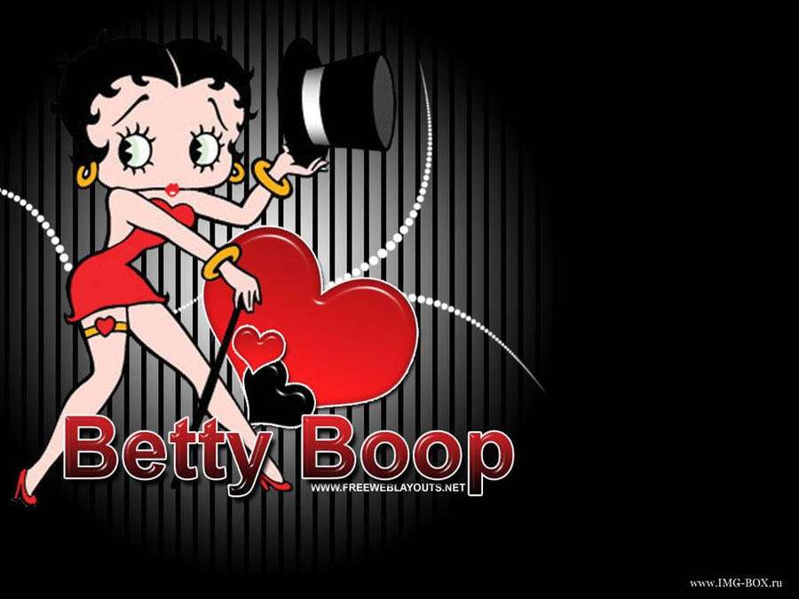 Betty Boop Cartoonfigur tanzt mit einem großen roten Herzen. — Boop Wallpaper