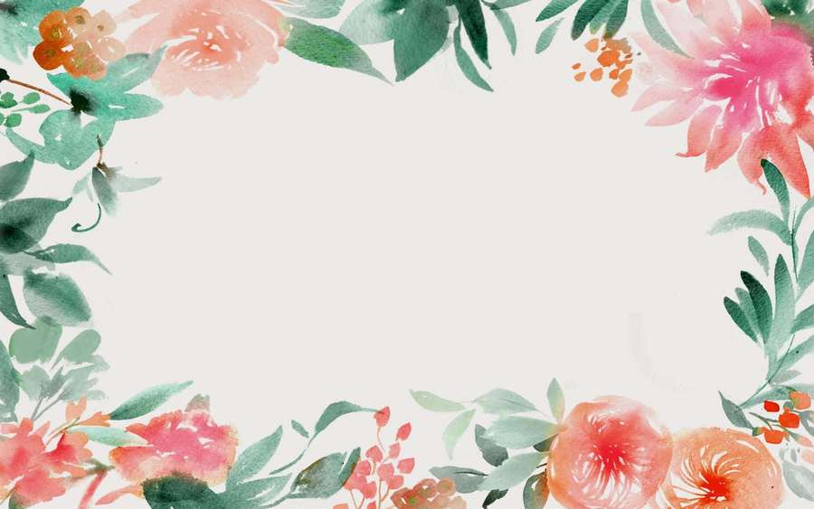 Watercolor floral border with pink and green blossoms and leaves. — Border Wallpaper