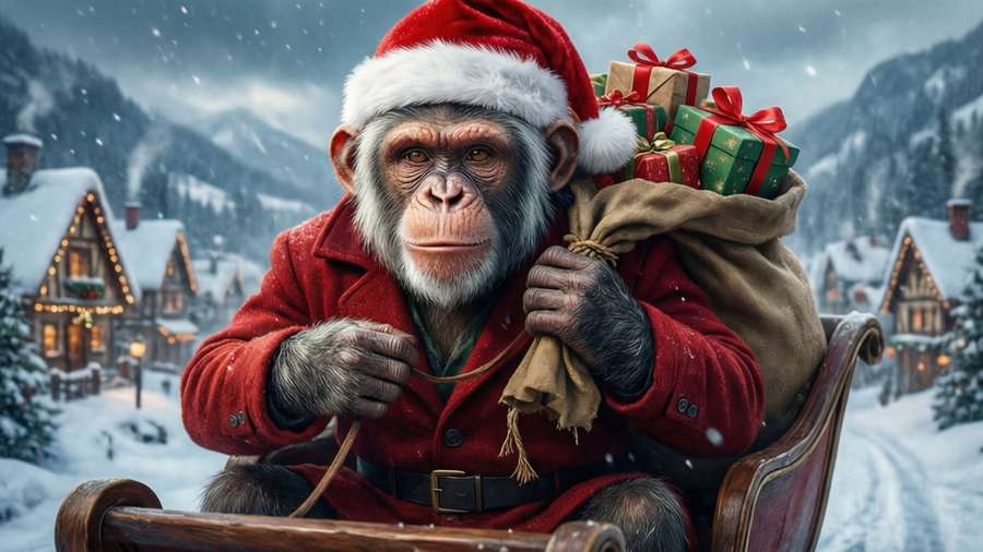 A festive bored ape as Santa delivering gifts. — Bored Ape Picture