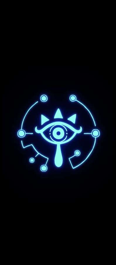 Glowing blue eye symbol with circuit design on black background — Botw Background