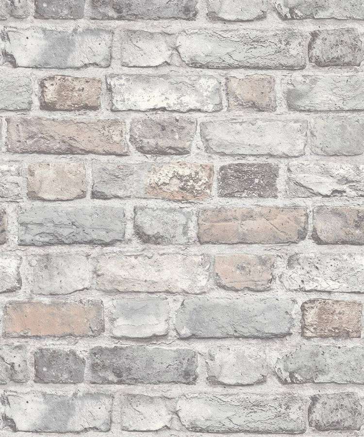 Weathered brick wall with gray beige tones and textured surface. — Brick Wall Background