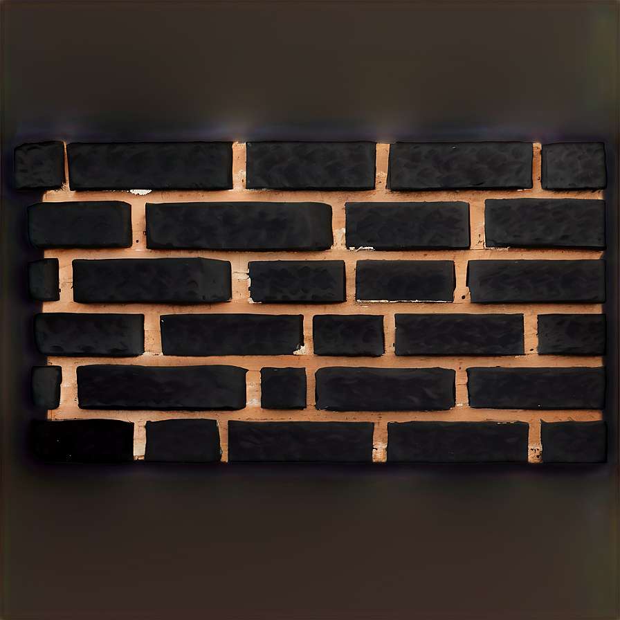Black brick wall with glowing mortar lines under dramatic lighting. — Bricks PNG