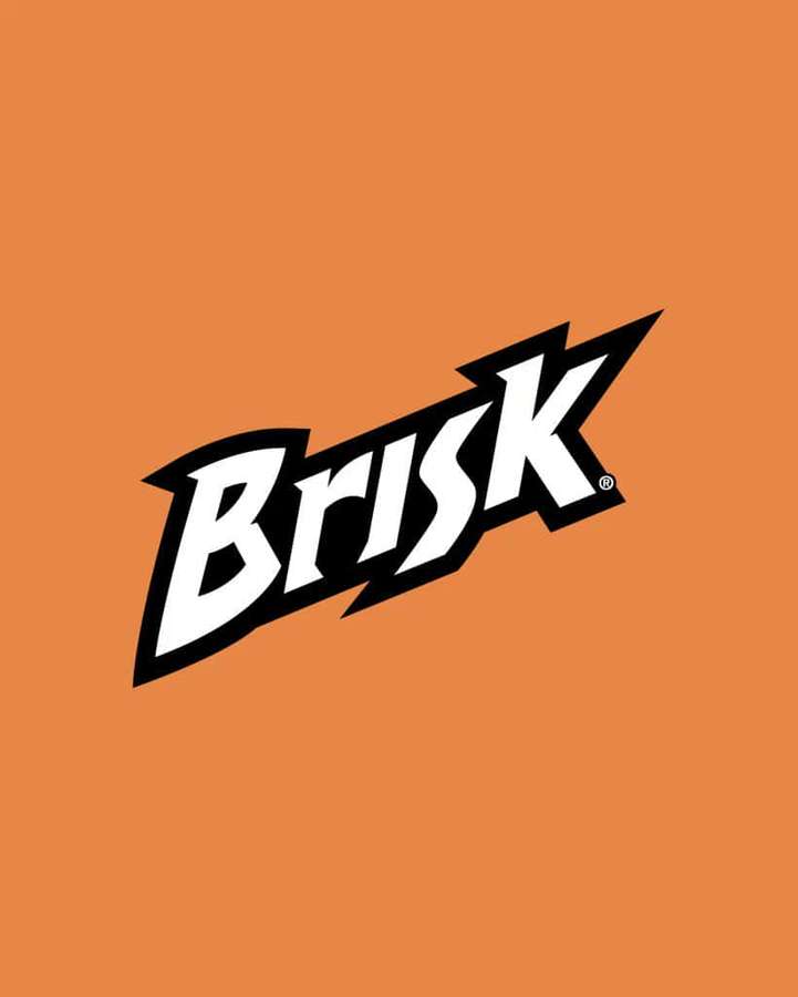 Brisk logo in white and black on orange background — Brisk Picture