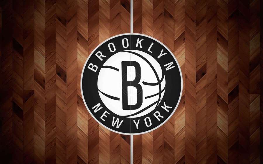 Brooklyn Nets basketball team logo on wooden wall background. — Brooklyn Nets Background