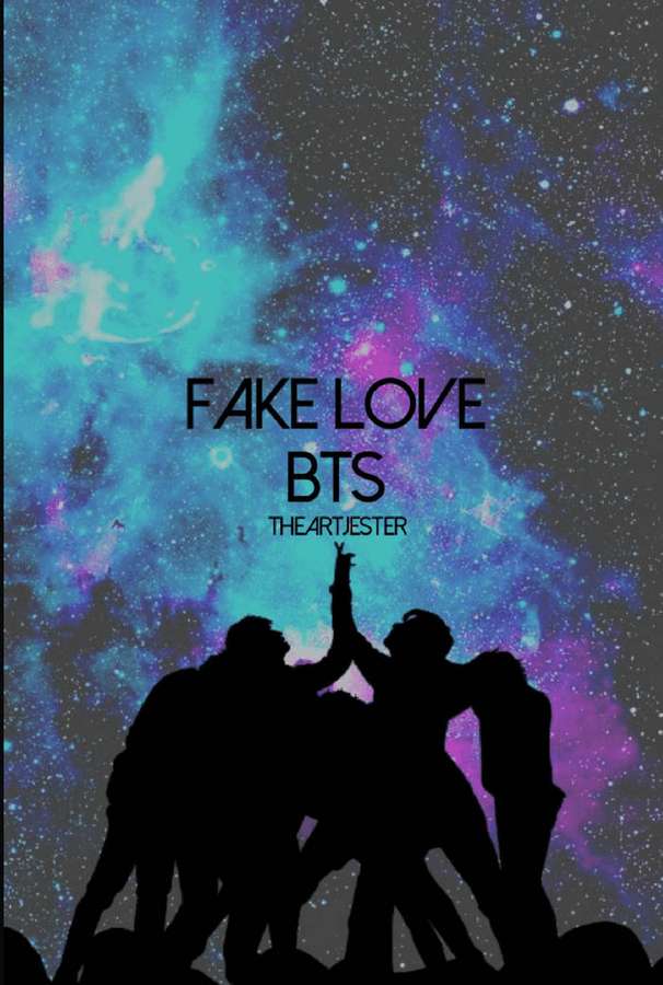 Black silhouettes of a group celebrating under a colorful starry sky. — Bts Galaxy Background
