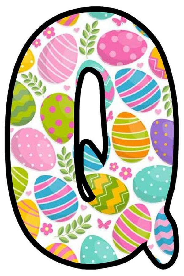 Buchstabe Q verziert mit Ostereiern und Blumen. — Buchstabe Q Wallpaper