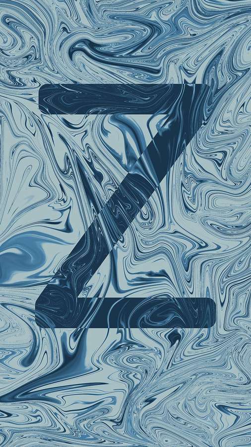 Abstraktes blaues und weißes wirbelndes Marmormuster mit einer kräftigen Z-Form. — Buchstabe Z Wallpaper