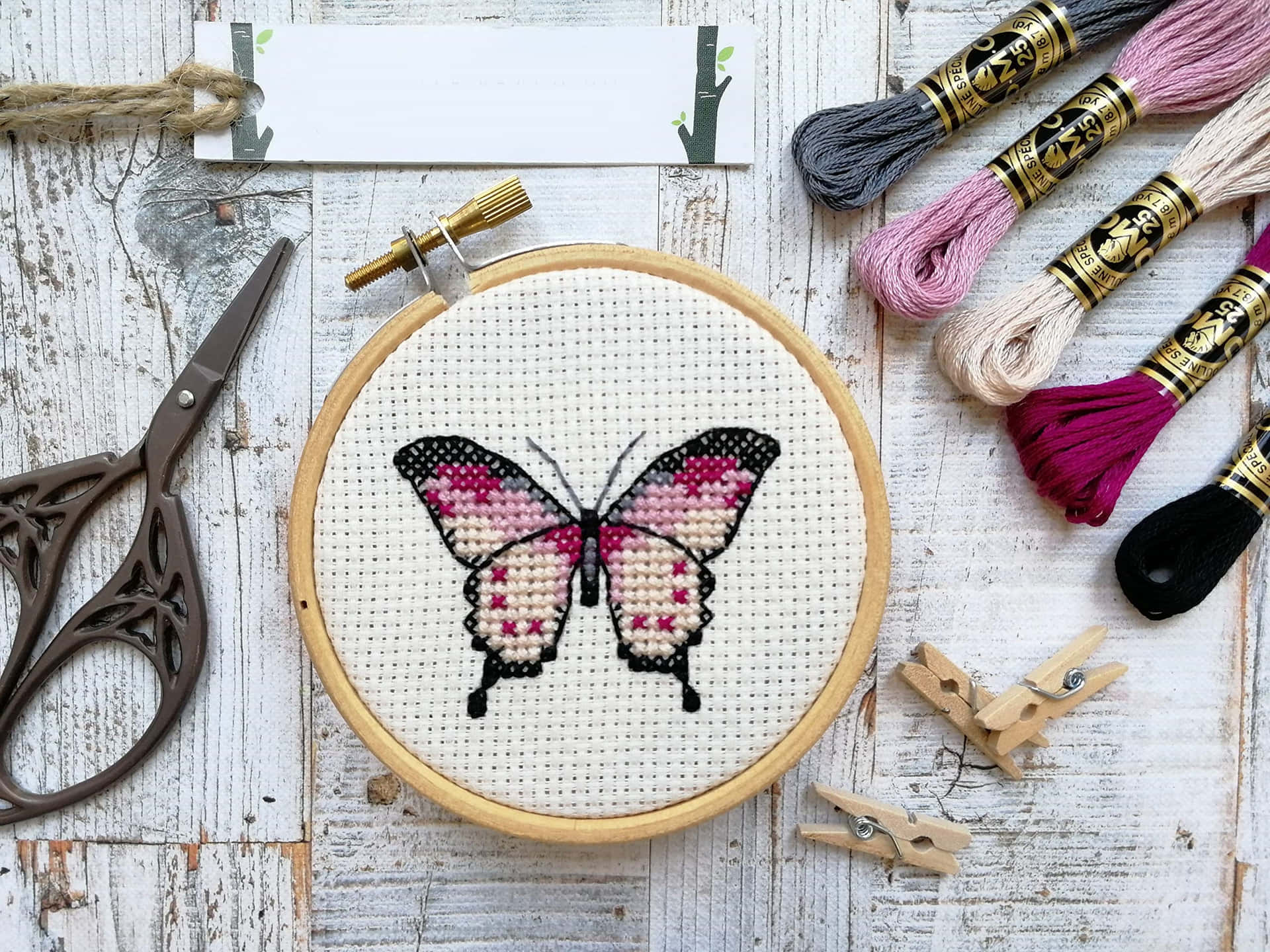3D Cross Stitch Butterfly 1161  AJ Wallpaper