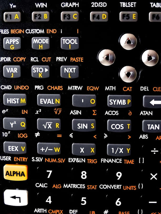 Närbild av en grafritande miniräknare med matematiska funktionstangenter. — Calculator bakgrund Bakgrundsbilder