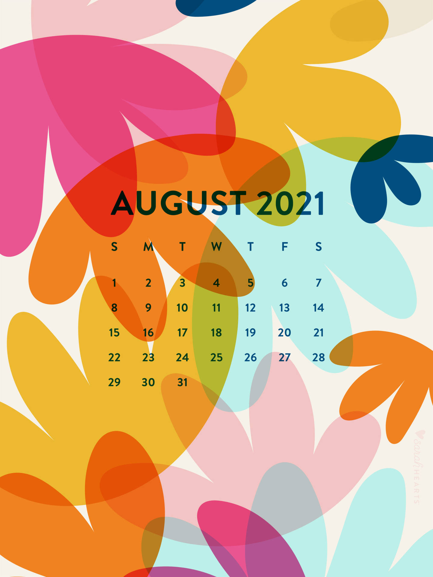 Calendario Agosto 2021 Sfondo