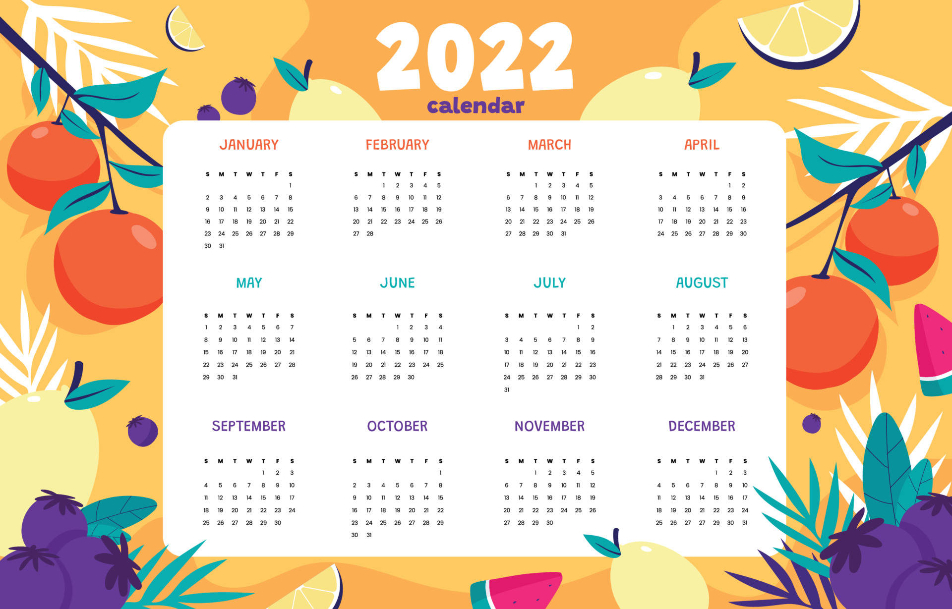 Calendário De 2022 Papel de Parede