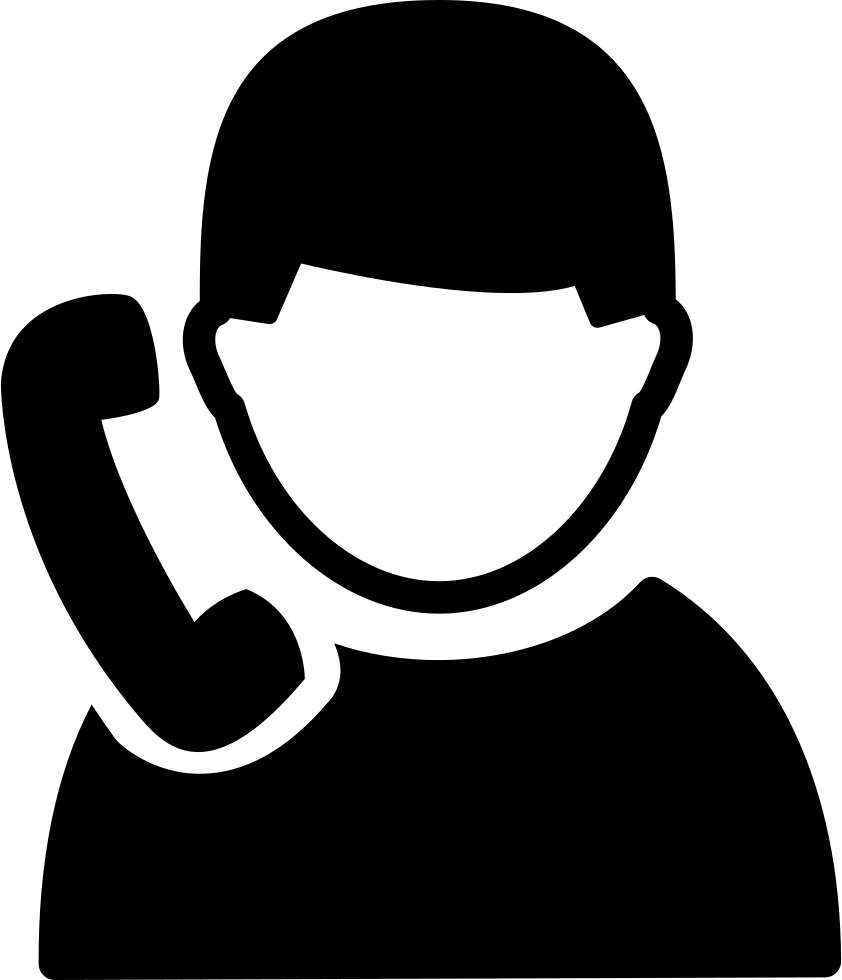 Person holding a phone to their ear in a simple black and white icon. — Call PNG